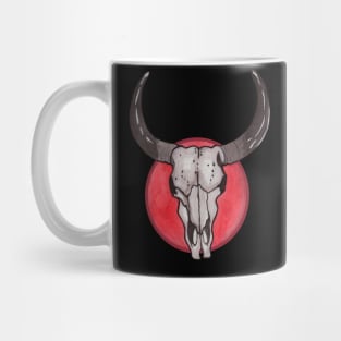 Cow Skull In Red Circle Mug